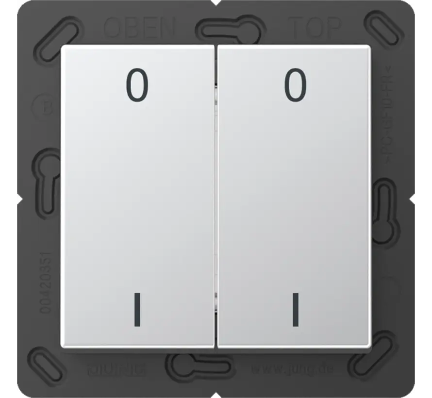 EnOcean Funk-Wandsender 4-Kanal mit Symbolen 0–I A-range aluminium (ENO A 595-01 AL)