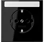 Schuko-Steckdose Safety+ mit Beschriftungsfeld ohne Befestigungskrallen LS990 schwarz glänzend (LS 1520 NKINA SW)