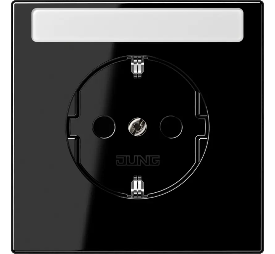 Schuko-Steckdose Safety+ mit Beschriftungsfeld ohne Befestigungskrallen LS990 schwarz glänzend (LS 1520 NKINA SW)
