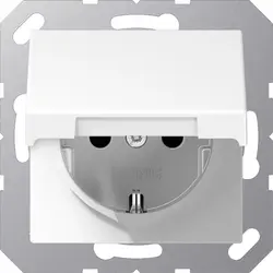 JUNG Schuko-Steckdose mit Klappdeckel und Befestigungskrallen A-range alpinweiß (A 1520 BFKL WW)