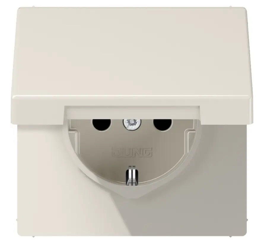 Schuko-Steckdose Safety+ mit Klappdeckel ohne Befestigungskrallen LS990 creme (LS 1520 NKIKL)