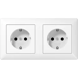 JUNG Schuko-Steckdose set 2-fach vorverdrahtet für Duo-Dose AS500 alpinweiß (AS 1520-2 WW)