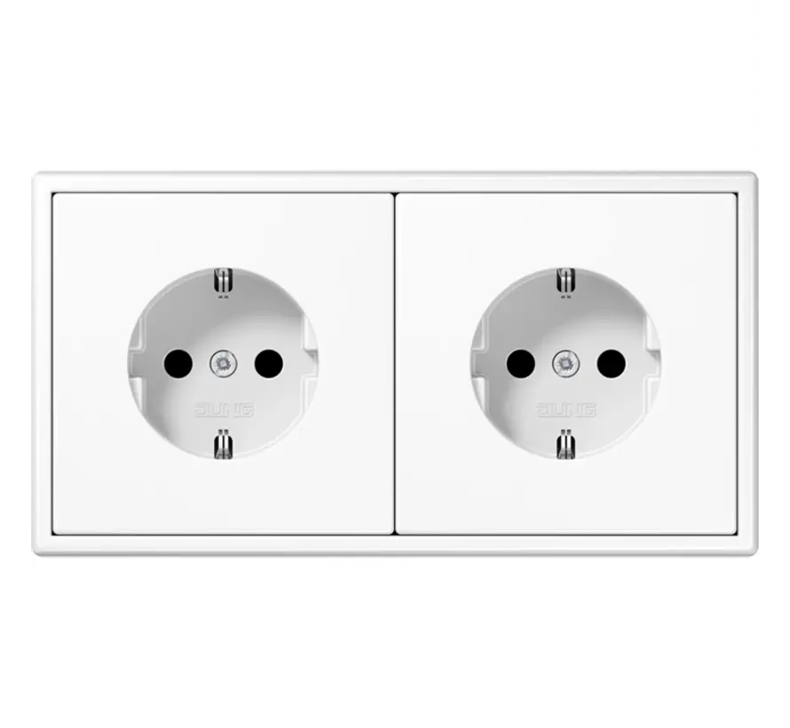 Schuko-Steckdose set 2-fach vorverdrahtet für Duo-Dose LS990 alpinweiß (LS 1520-2 WW)