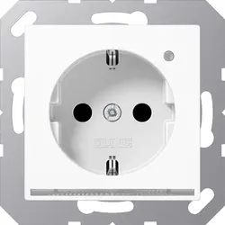 JUNG Schuko-Steckdose Safety+ mit LED-Orientierungslicht und Helligkeitssensor A-range alpinweiß (A 1520-O WW LNW)