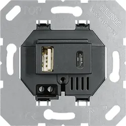 JUNG USB-Ladegerät 2-fach Typ A und Typ C max. 3000mA schwarz glänzend (USB 15 CA SW)