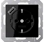 Schuko-Steckdose mit USB Typ A A-range schwarz glänzend (A 1520-18 A SW)
