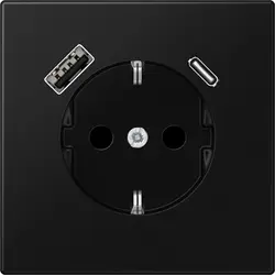 JUNG Schuko-Steckdose mit USB Typ A und Typ C LS990 graphitschwarz matt (LS 1520-15 CA SWM)
