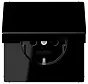 Schuko-Steckdose Safety+ mit Klappdeckel ohne Befestigungskrallen LS990 schwarz glänzend (LS 1520 NKIKL SW)