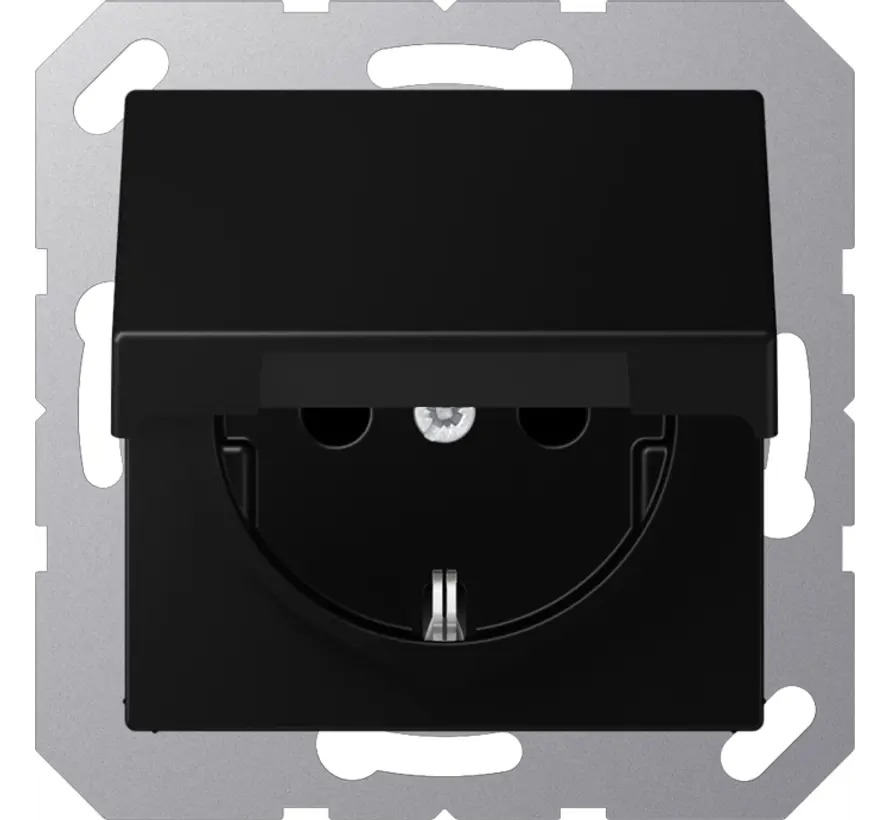 Schuko-Steckdose mit Klappdeckel A-range graphitschwarz matt (A 1520 BFKL SWM)