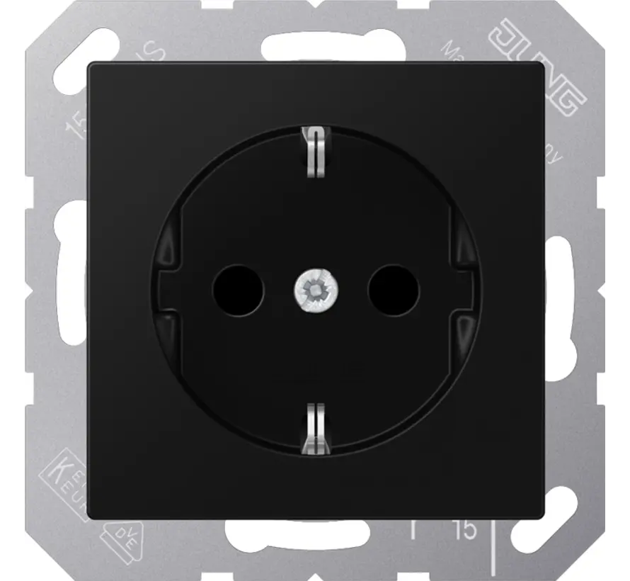 Schuko-Steckdose ohne Befestigungskrallen A-range graphitschwarz matt (A 1520 NBF SWM)
