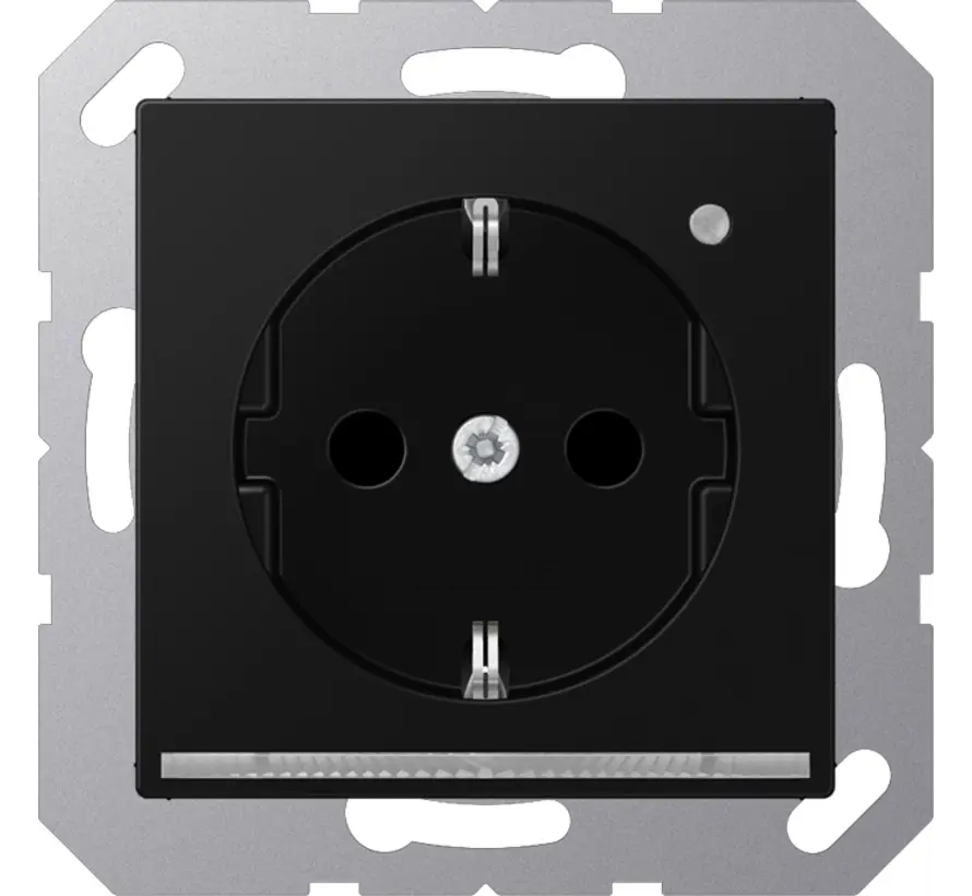 Schuko-Steckdose Safety+ mit LED-Orientierungslicht und Helligkeitssensor A-range graphitschwarz matt (A 1520-O SWM LNW)