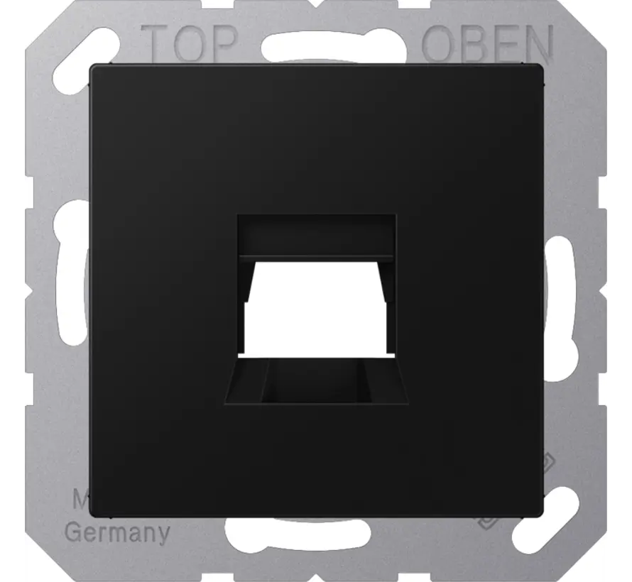 Abdeckung Klick-Bestätigung mit Tragplatte 1-fach für Modular Jack A-range graphitschwarz matt (A 1569-1 WE SWM)