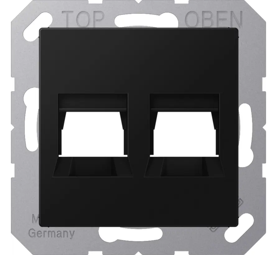 Abdeckung Klick-Bestätigung mit Tragplatte 2-fach Modular Jack A-range graphitschwarz matt (A 1569-2 WE SWM)
