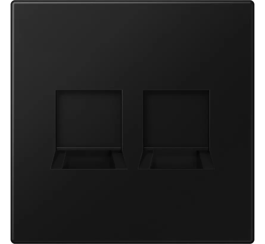 Abdeckung mit Tragplatte 2-fach für Modular Jack LS990 graphitschwarz matt (LS 1969-2 WE SWM)