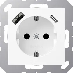 JUNG Schuko-Steckdose mit USB Typ A und Typ C A-range schneeweiß matt (A 1520-15 CA WWM)