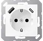 Schuko-Steckdose mit USB Typ A und Typ C A-range schneeweiß matt (A 1520-15 CA WWM)
