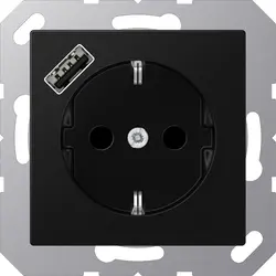 JUNG Schuko-Steckdose mit USB Typ A A-range graphitschwarz matt (A 1520-18 A SWM)
