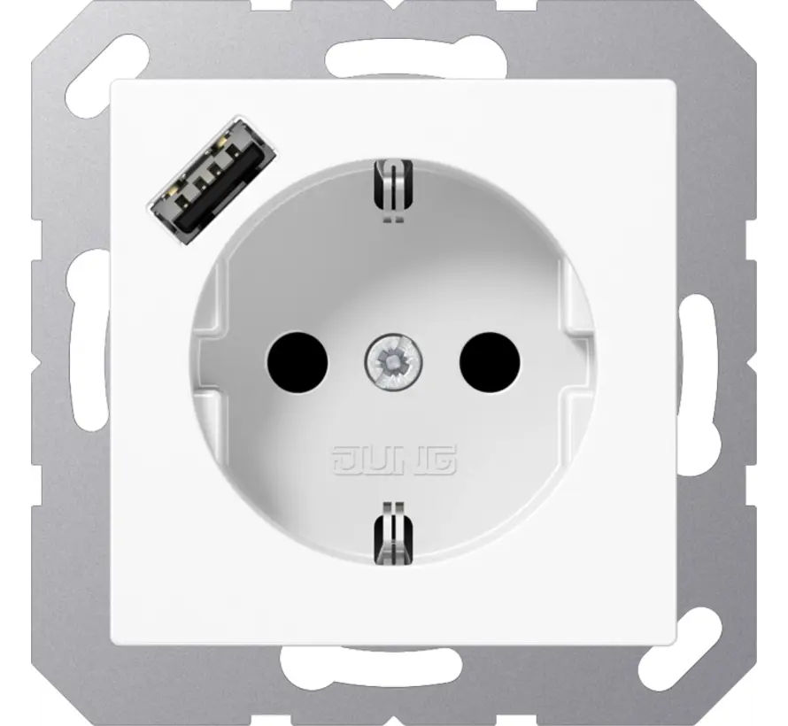 Schuko-Steckdose mit USB Typ A A-range alpinweiß (A 1520-18 A WW)