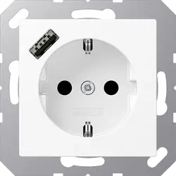 JUNG Schuko-Steckdose mit USB Typ A A-range schneeweiß matt (A 1520-18 A WWM)