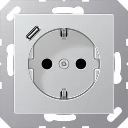 JUNG Schuko-Steckdose mit USB-C A-range aluminium (A 1520-18 C AL)