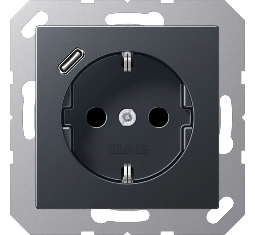 Schuko-Steckdose mit USB Typ C A-range anthrazit matt (A 1520-18 C ANM)