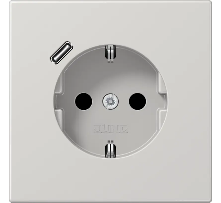 Schuko-Steckdose mit USB Typ C LS990 hellgrau (LS 1520-18 C LG)