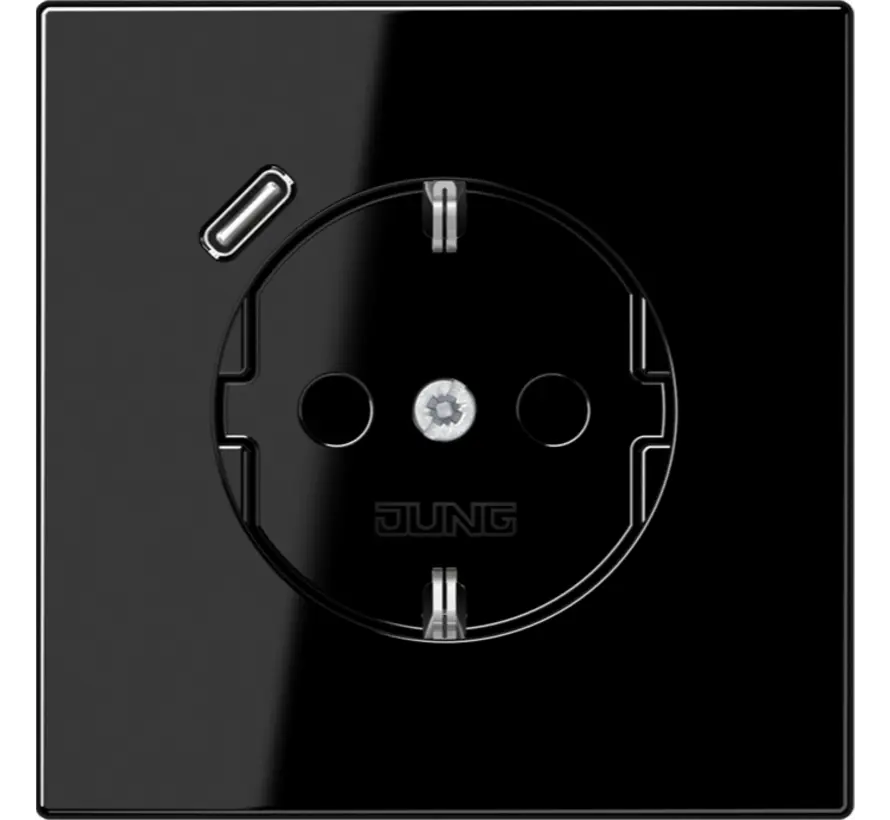 Schuko-Steckdose mit USB Typ C LS990 schwarz glänzend (LS 1520-18 C SW)