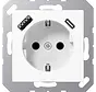 Schuko-Steckdose mit USB Typ A und Typ C A-range alpinweiß (A 1520-15 CA WW)