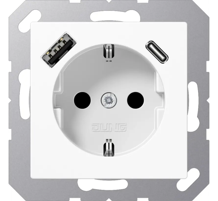 Schuko-Steckdose mit USB Typ A und Typ C A-range alpinweiß (A 1520-15 CA WW)