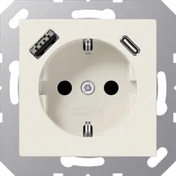 JUNG Schuko-Steckdose mit USB Typ A und Typ C A-range creme (A 1520-15 CA)