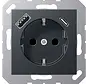 Schuko-Steckdose mit USB Typ A und Typ C A-range anthrazit matt (A 1520-15 CA ANM)