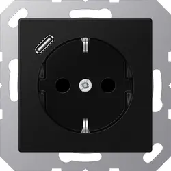 JUNG Schuko-Steckdose mit USB Typ C A-range graphitschwarz matt (A 1520-18 C SWM)