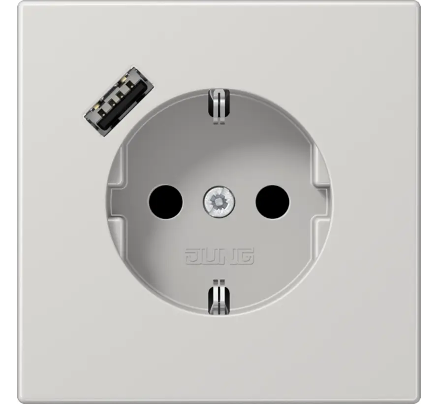 Schuko-Steckdose mit USB Typ A LS990 hellgrau (LS 1520-18 A LG)