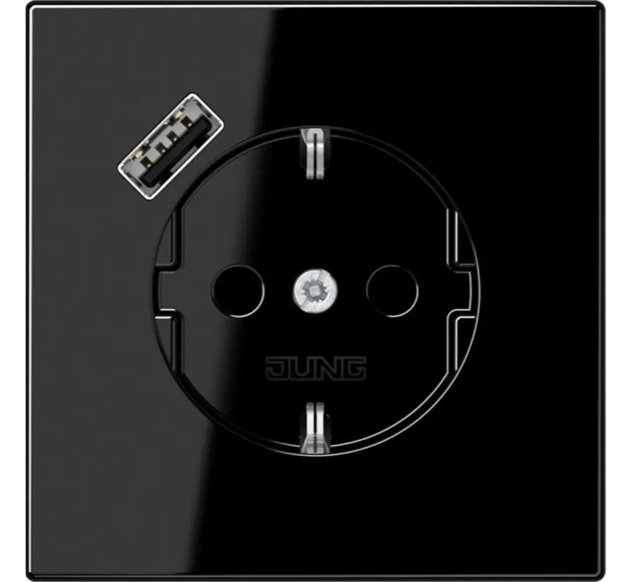 Schuko-Steckdose mit USB Typ A LS990 schwarz glänzend (LS 1520-18 A SW)