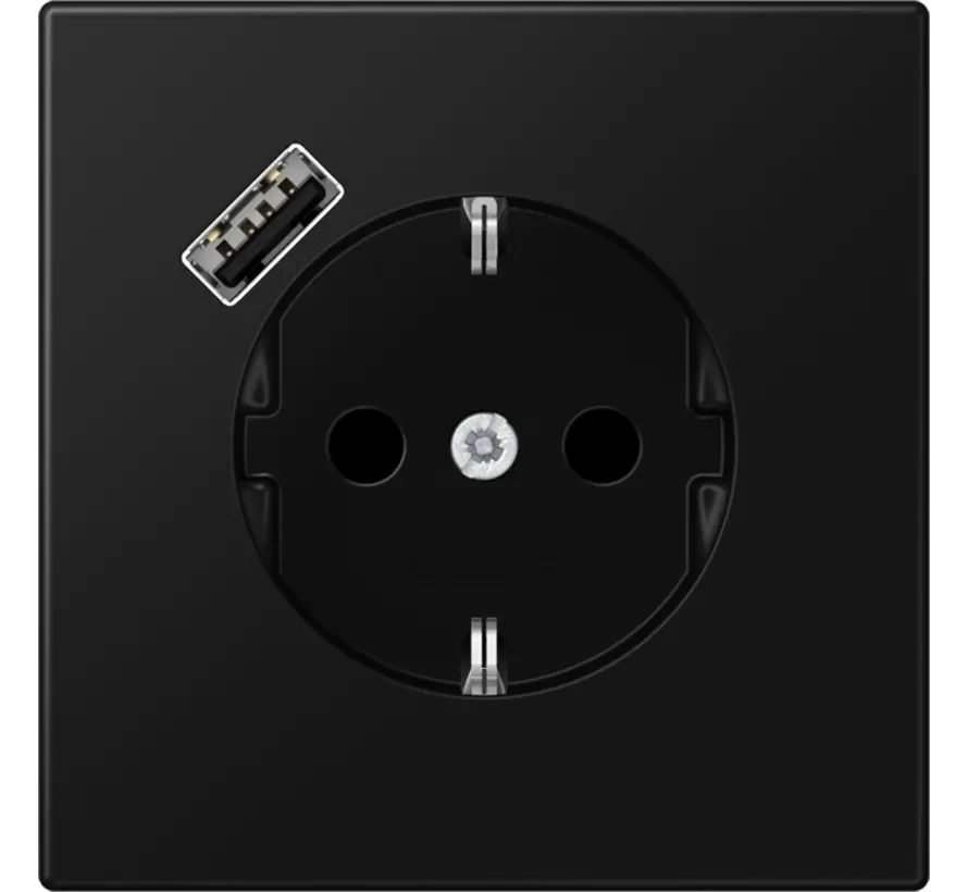 Schuko-Steckdose mit USB Typ A LS990 graphitschwarz matt (LS 1520-18 A SWM)