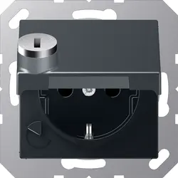 JUNG Schuko-Steckdose Safety+ mit Klappdeckel und Sicherheitsschloss ohne Befestigungskrallen A-range anthrazit matt (A 1520 NBFKLSL ANM)