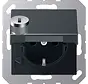 Schuko-Steckdose Safety+ mit Klappdeckel und Sicherheitsschloss ohne Befestigungskrallen A-range anthrazit matt (A 1520 NBFKLSL ANM)
