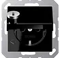Schuko-Steckdose Safety+ mit Klappdeckel und Sicherheitsschloss ohne Befestigungskrallen A-range schwarz glänzend (A 1520 NBFKLSL SW)