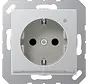 Schuko-Steckdose Safety+ mit LED-Orientierungslicht und Helligkeitssensor A-range aluminium (A 1520-O AL LNW)