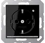 Schuko-Steckdose Safety+ mit LED-Orientierungslicht und Helligkeitssensor A-range schwarz glänzend (A 1520-O SW LNW)