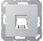 Abdeckung Klick-Bestätigung mit Tragplatte 1-fach für Modular Jack A-range aluminium (A 1569-15 WE AL)