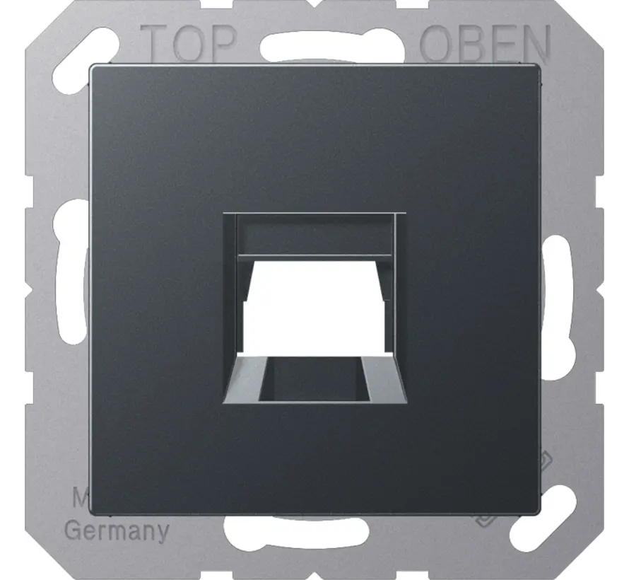 Abdeckung Klick-Bestätigung mit Tragplatte 1-fach für Modular Jack A-range anthrazit matt (A 1569-1 WE ANM)