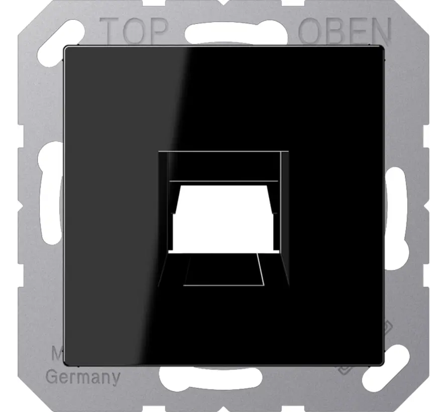 Abdeckung Klick-Bestätigung mit Tragplatte 1-fach für Modular Jack A-range schwarz glänzend (A 1569-1 WE SW)