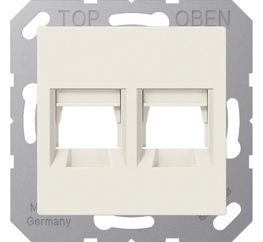 Abdeckung Klick-Bestätigung mit Tragplatte 2-fach Modular Jack A-range creme (A 1569-2 WE)
