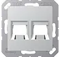 Abdeckung Klick-Bestätigung mit Tragplatte 2-fach Modular Jack A-range aluminium (A 1569-2 WE AL)