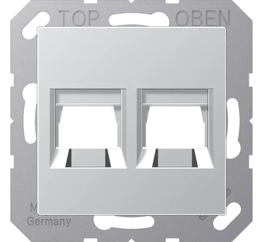 Abdeckung Klick-Bestätigung mit Tragplatte 2-fach Modular Jack A-range aluminium (A 1569-2 WE AL)