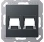 Abdeckung Klick-Bestätigung mit Tragplatte 2-fach Modular Jack A-range anthrazit matt (A 1569-2 WE ANM)