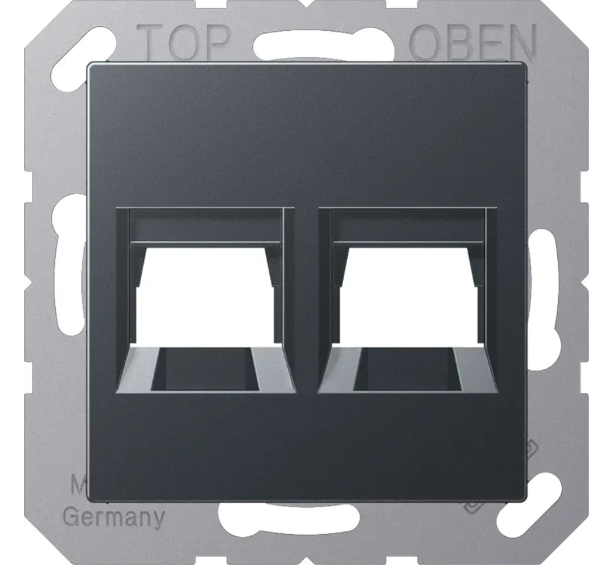Abdeckung Klick-Bestätigung mit Tragplatte 2-fach Modular Jack A-range anthrazit matt (A 1569-2 WE ANM)
