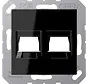 Abdeckung Klick-Bestätigung mit Tragplatte 2-fach Modular Jack A-range schwarz glänzend (A 1569-2 WE SW)