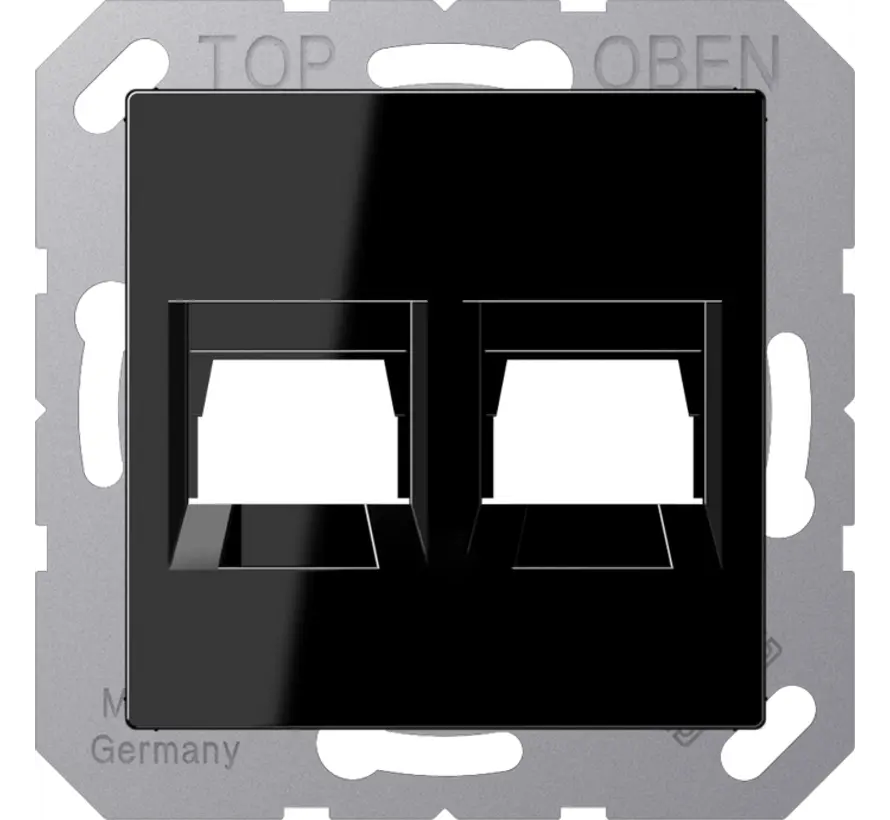 Abdeckung Klick-Bestätigung mit Tragplatte 2-fach Modular Jack A-range schwarz glänzend (A 1569-2 WE SW)